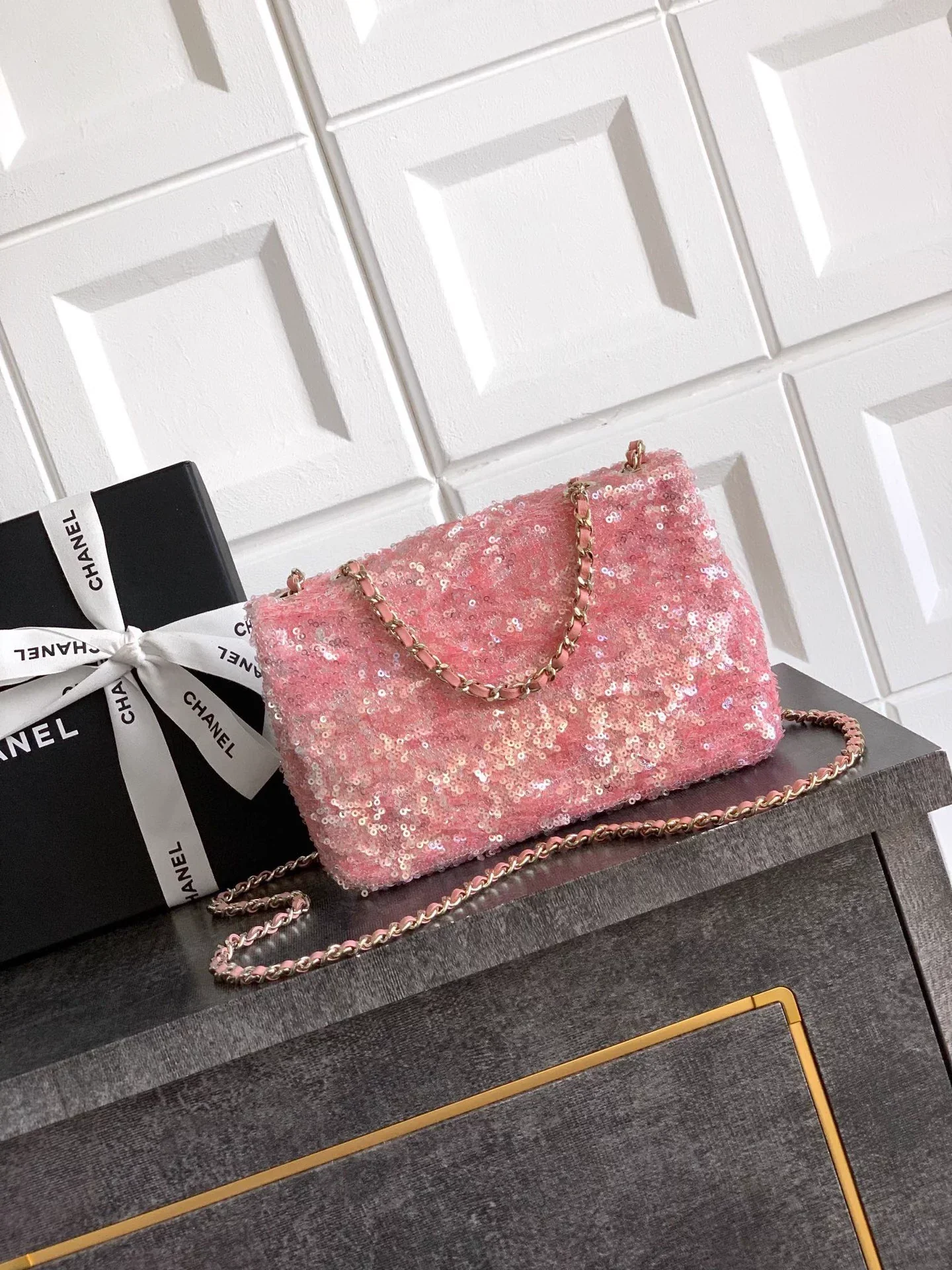 Pink sequined bag