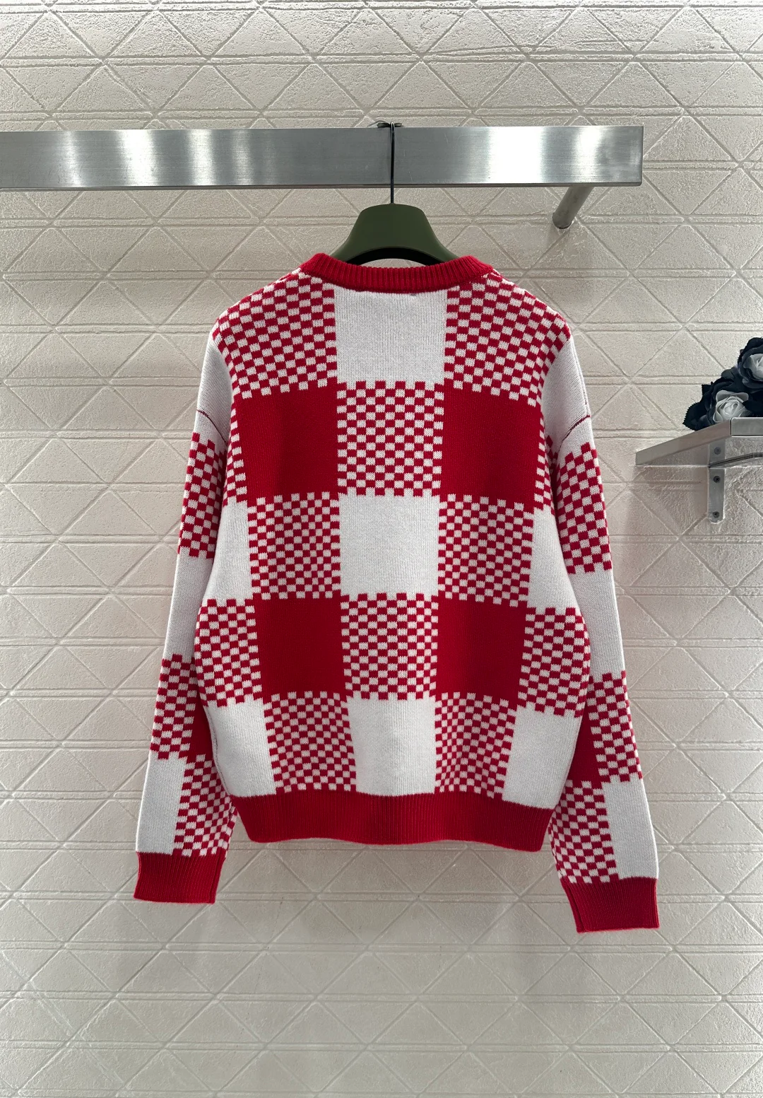 Checkered Knit Sweater