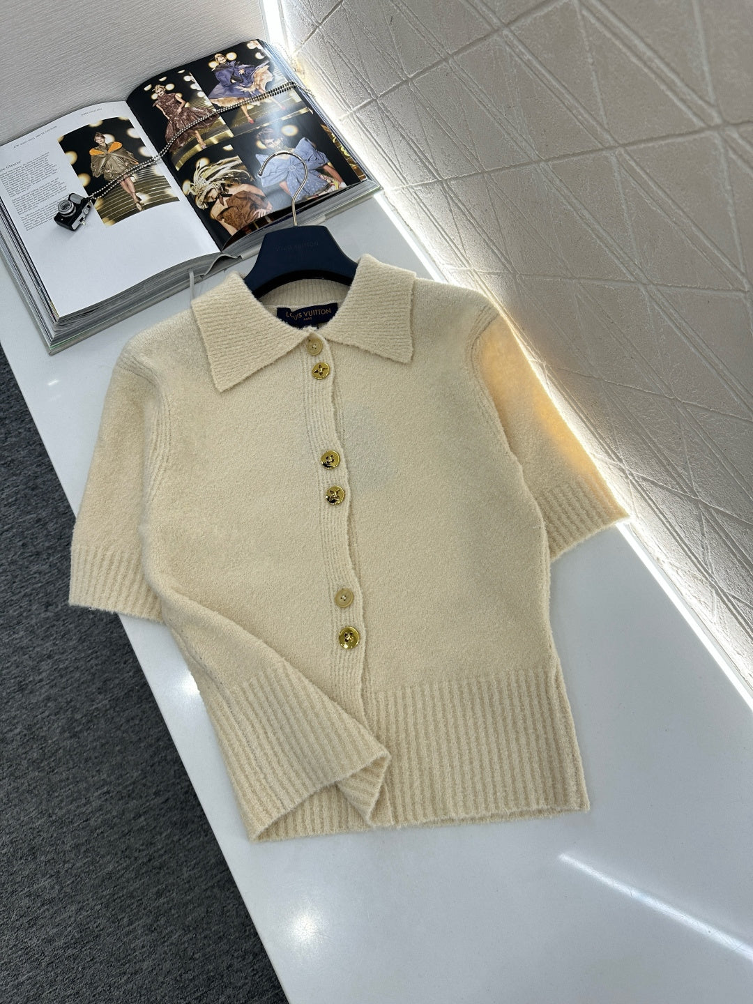 Collared Knit Short-Sleeve T-Shirt