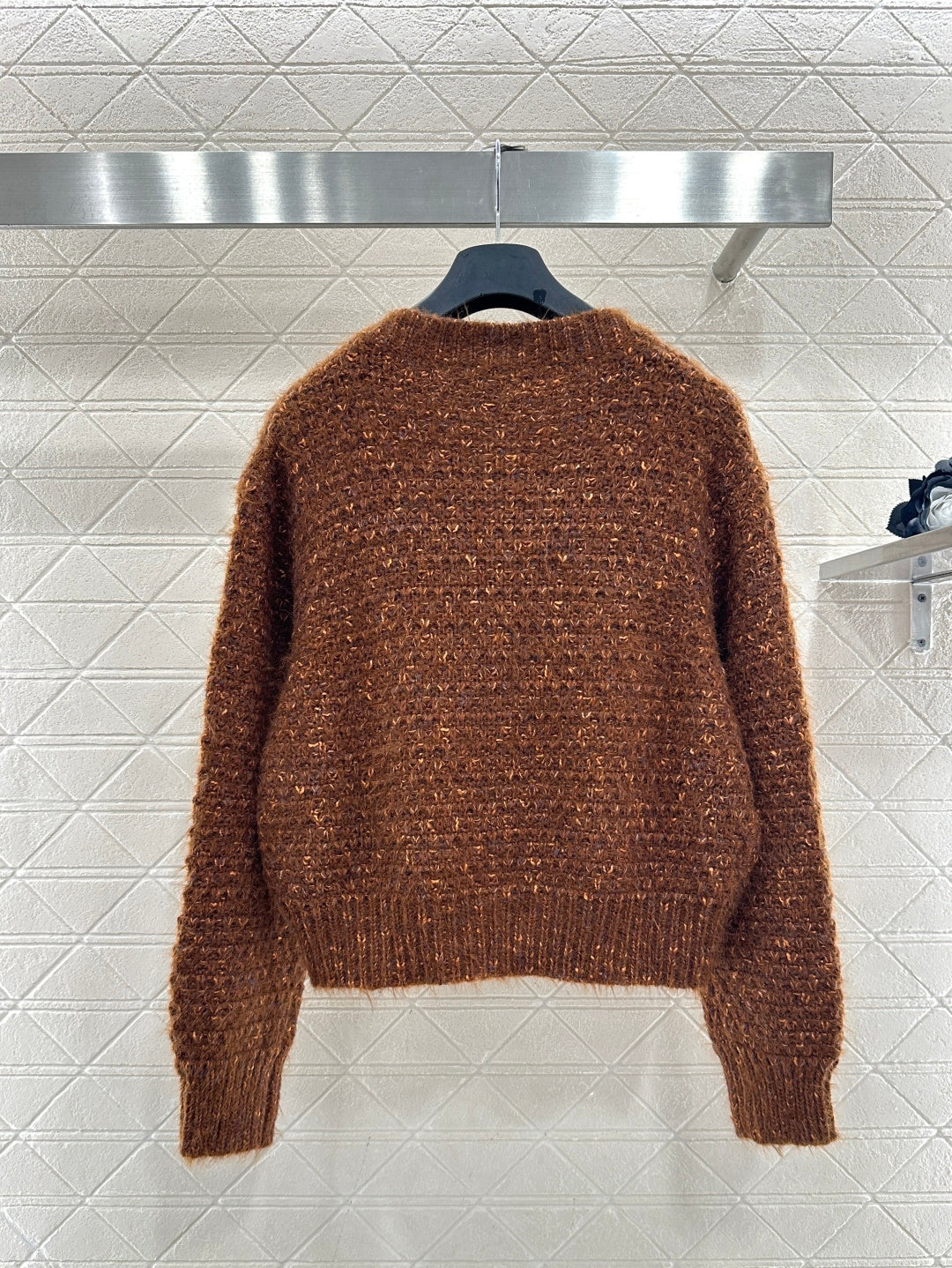 crew neck knitted cardigan