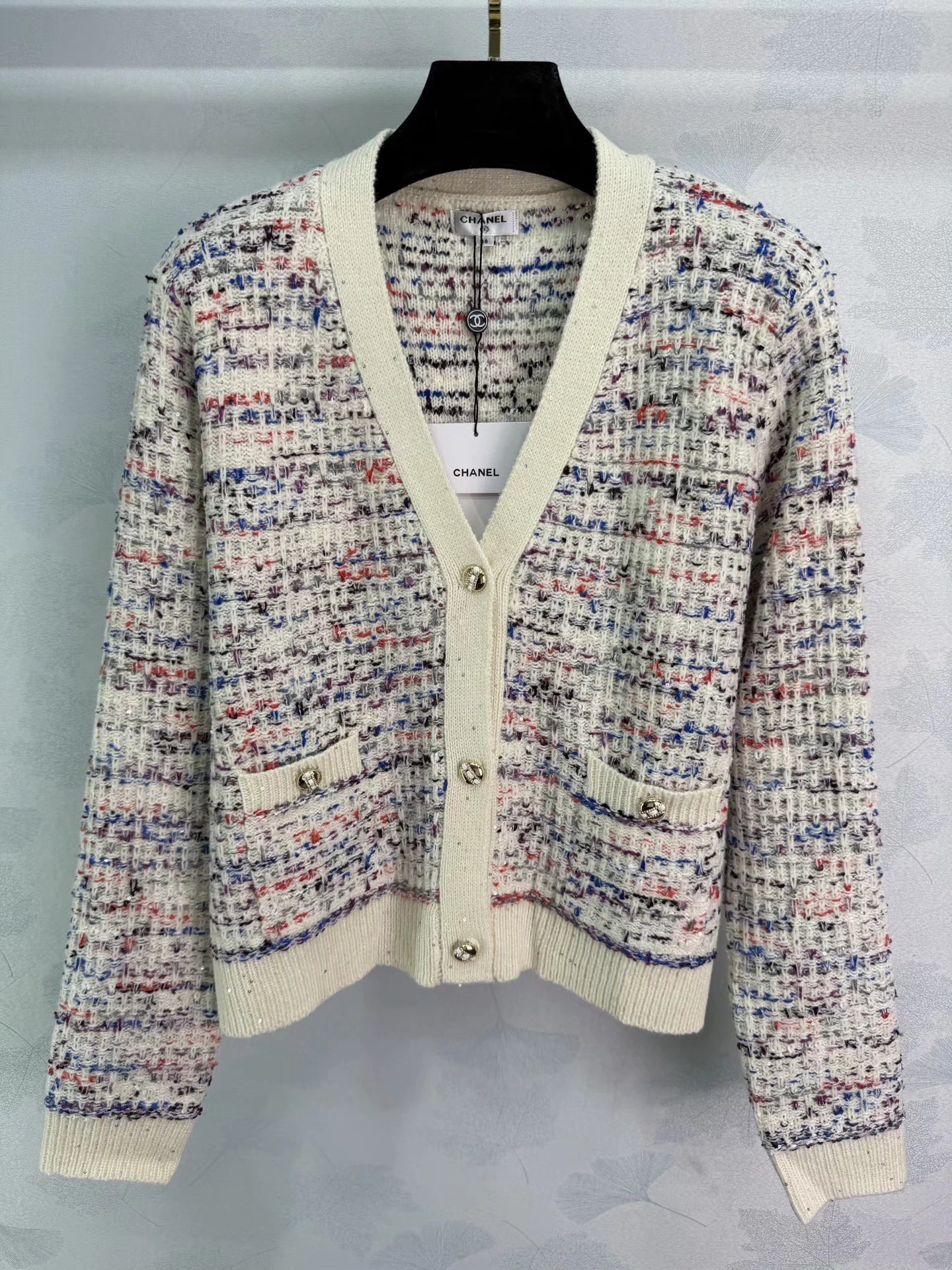 Tie-dye sand V-neck cardigan