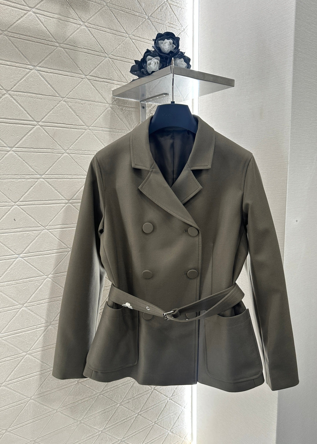 Belted Suit Jacket and Skirt Set