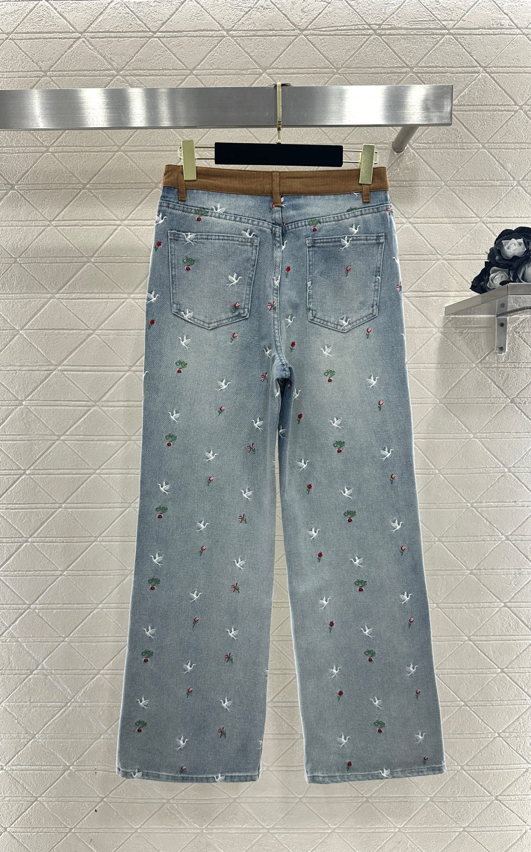 Embroidered Denim Pants