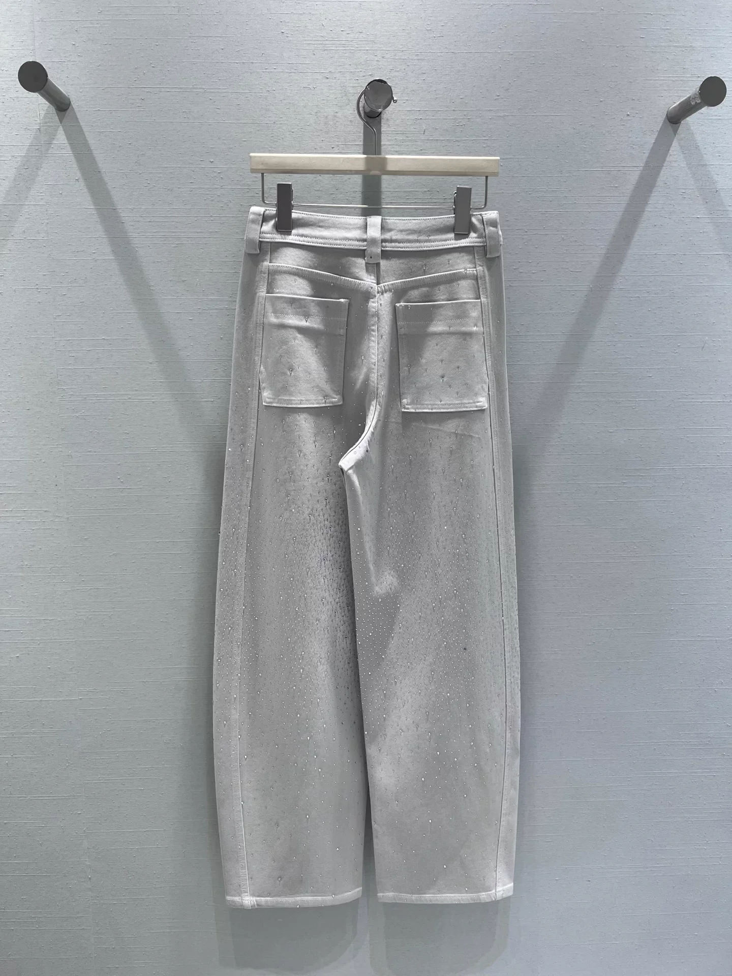 Silver-Shimmering Wide-Leg Jeans