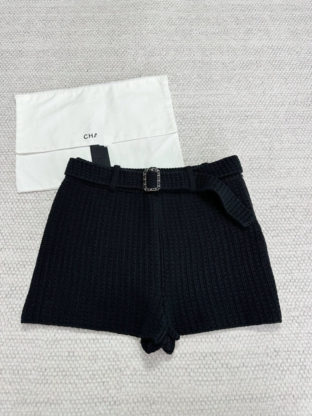 Ruffled Knit Cardigan/belted shorts