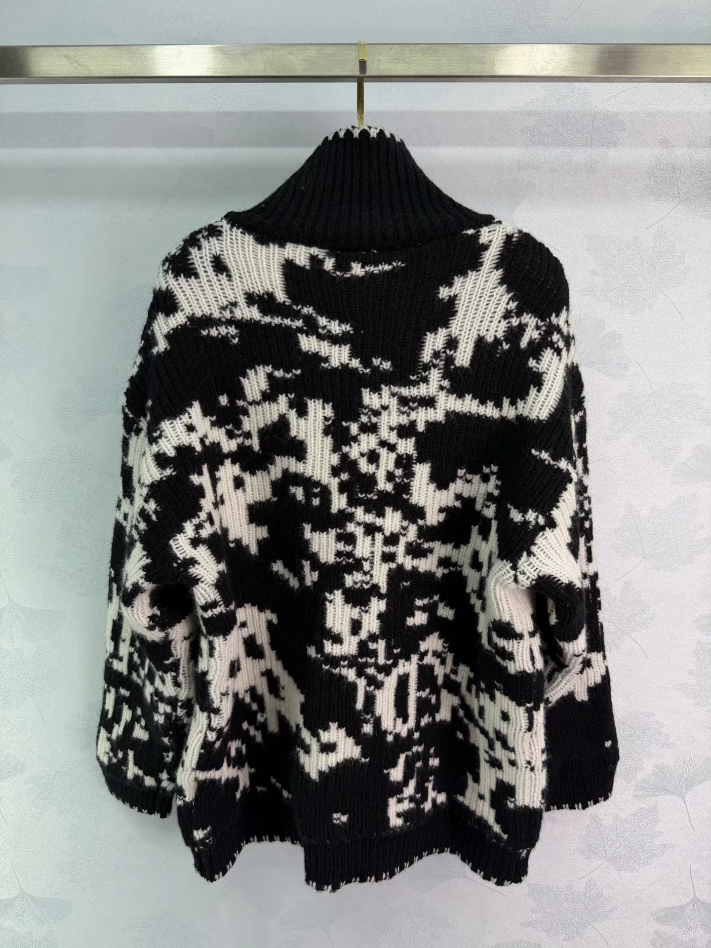 Black and white jacquard cardigan