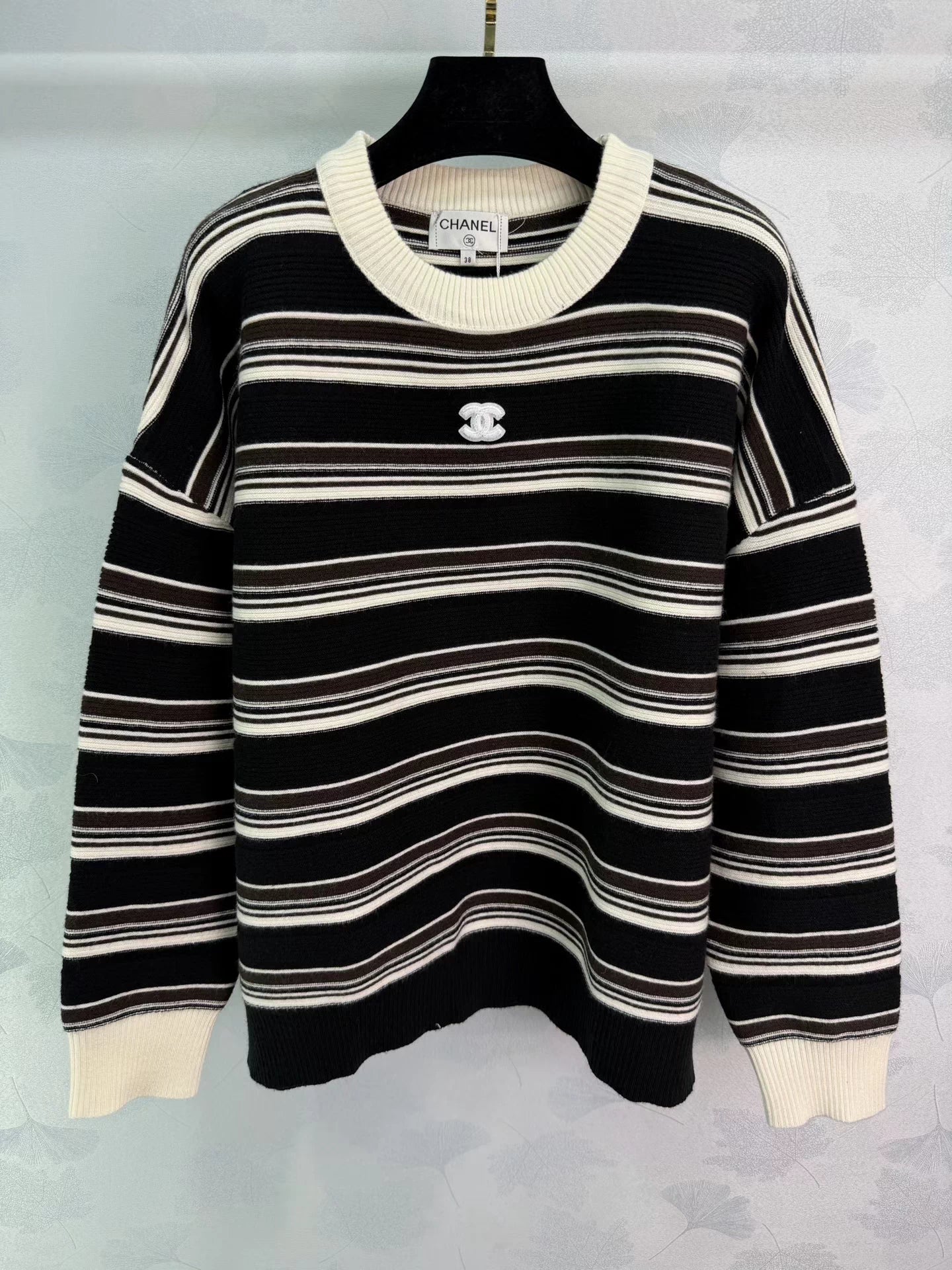 Color-blocked striped knit sweater