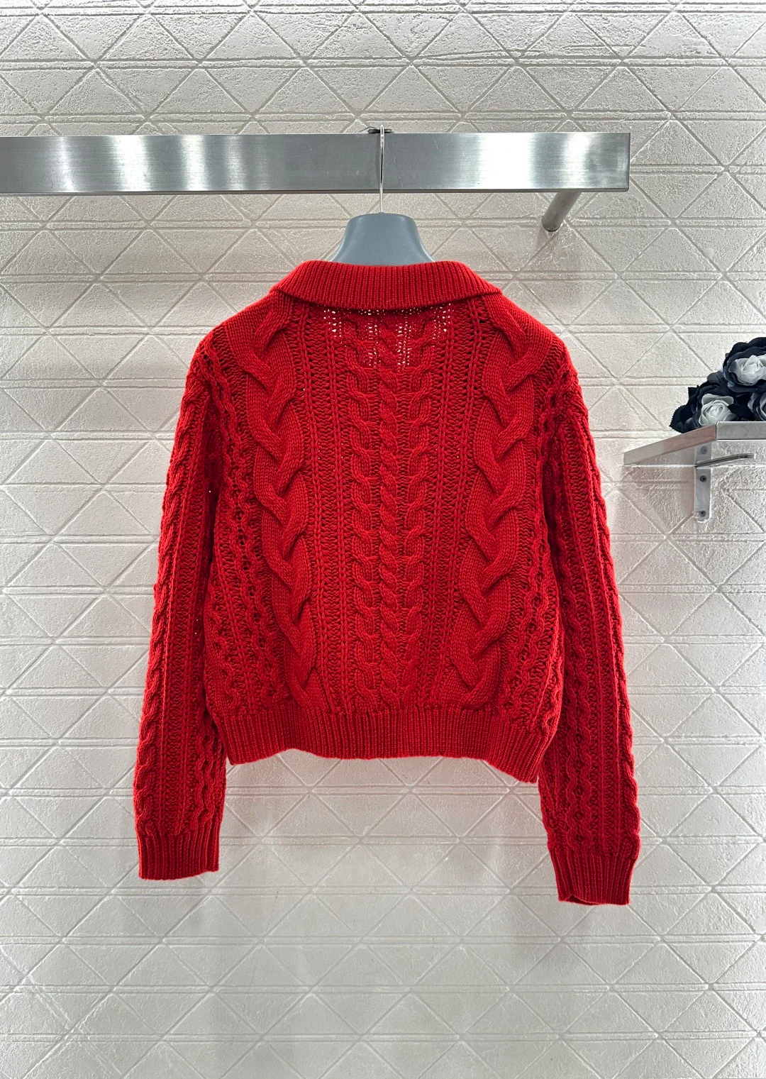 Short-Sleeve Collared Sweater