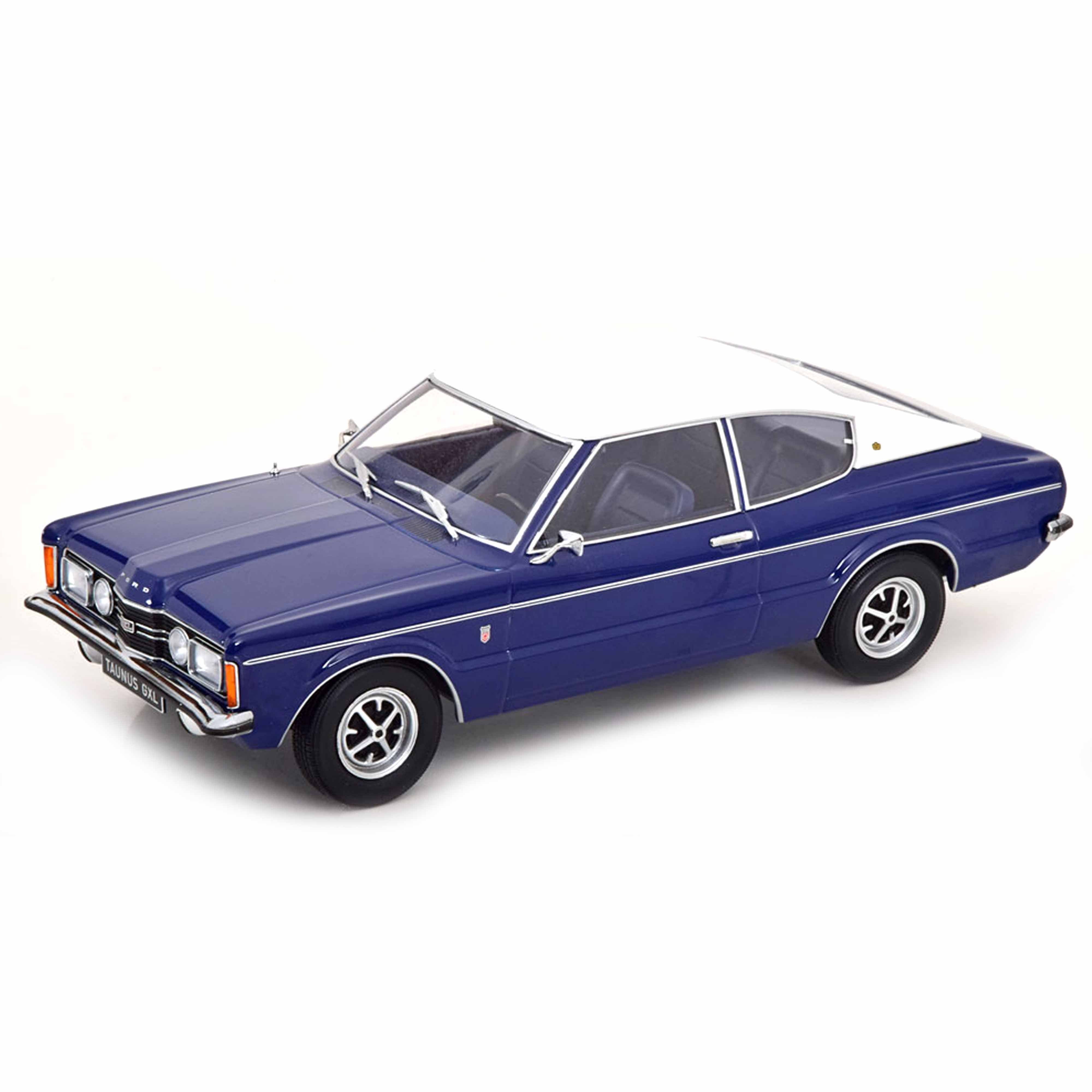 Ford Taunus GXL Coupe 1971 Darkblue/White top 1:18