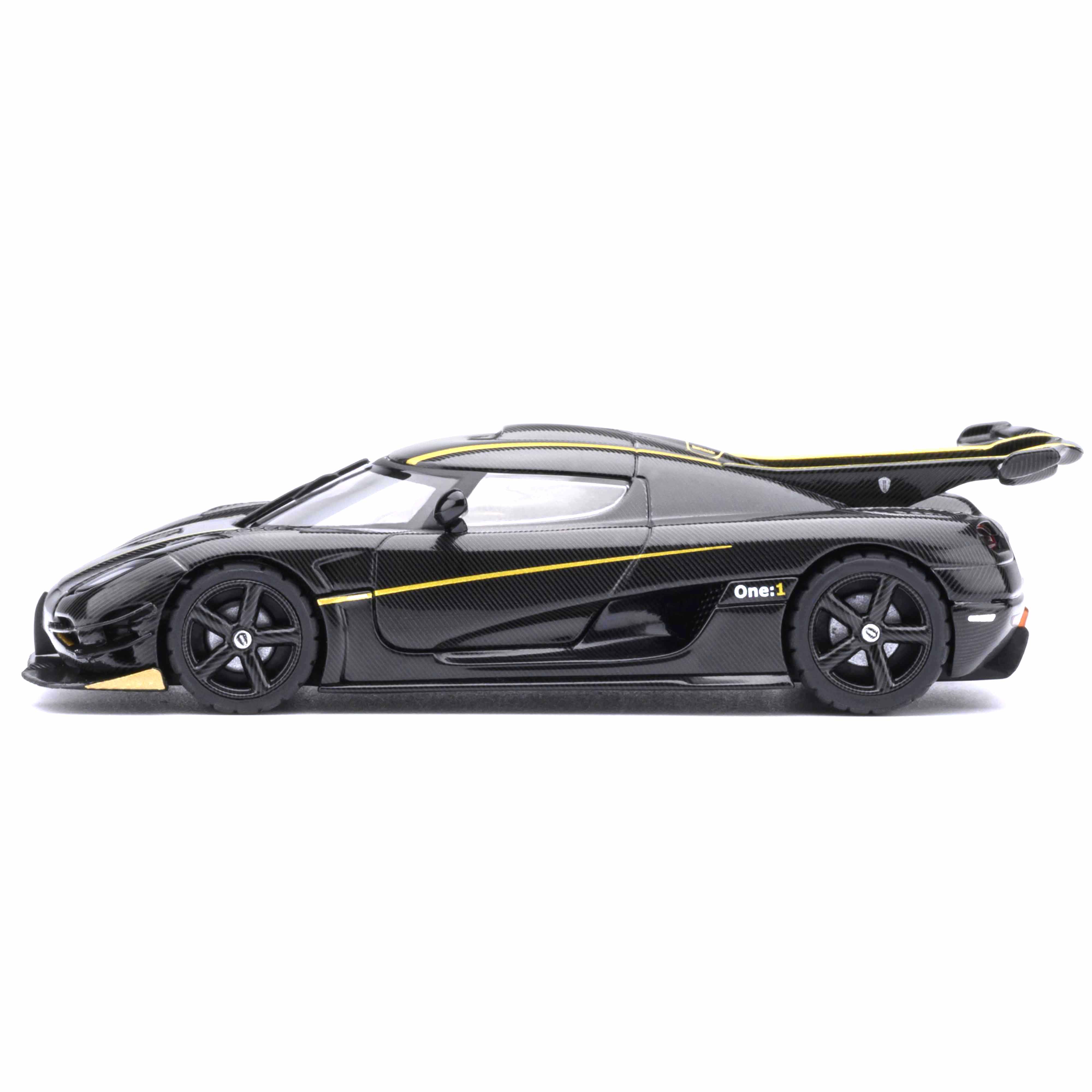 Koenigsegg One : 1 Clear carbon fiber/Gold stripes 1:64