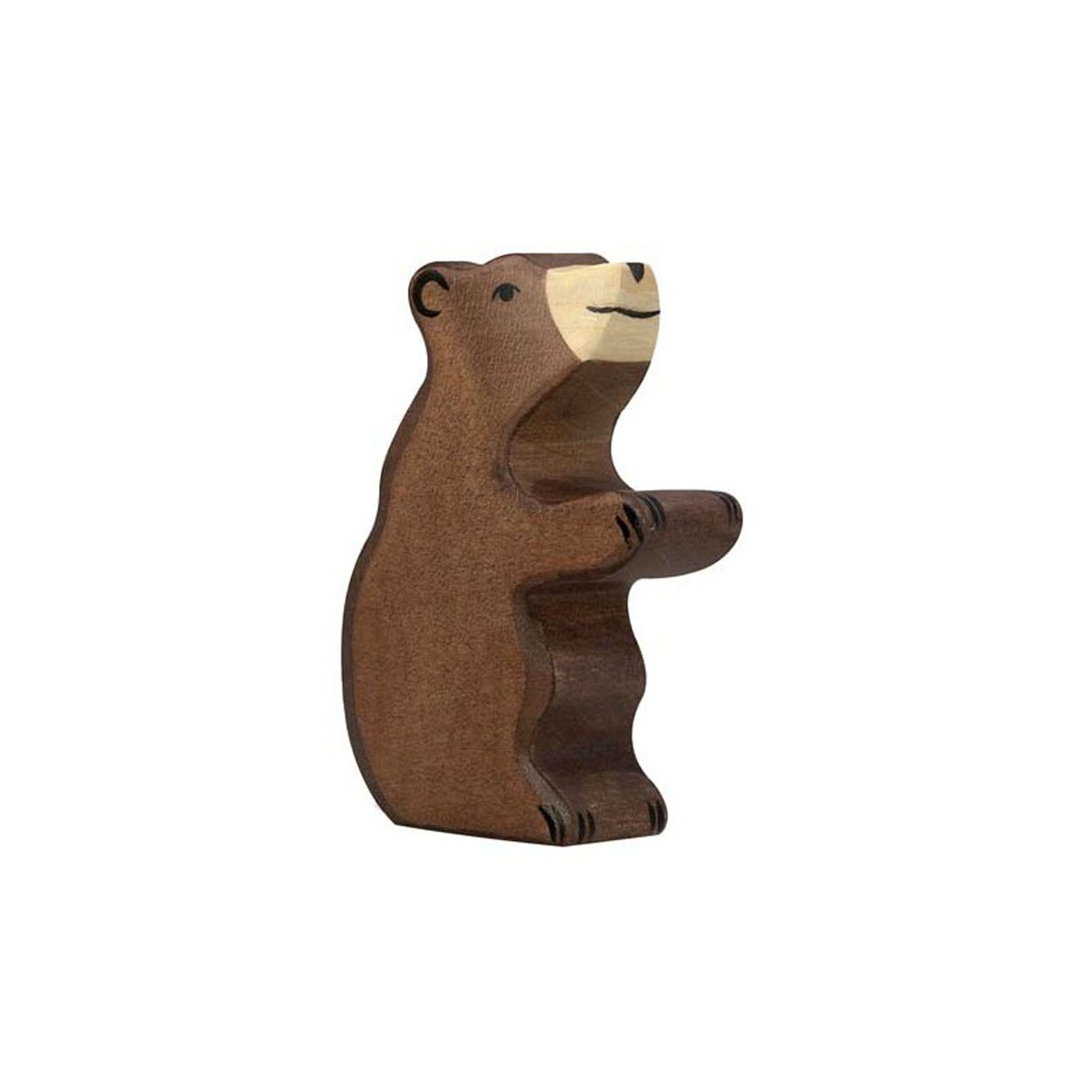 Little Brown Bear seated wooden figurine