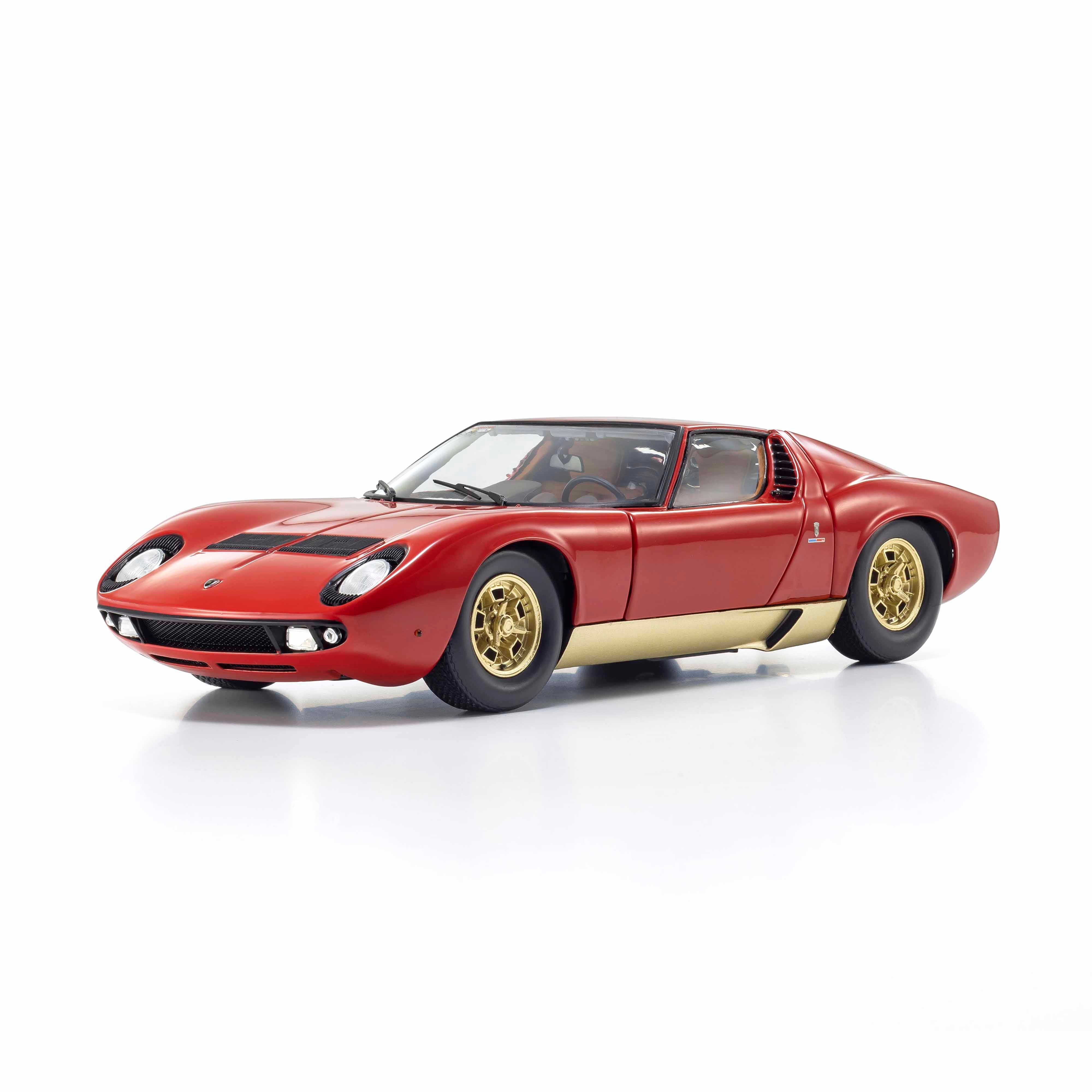 Lamborghini Miura P400 Rouge/Or (Intérieur Marron) 1/18