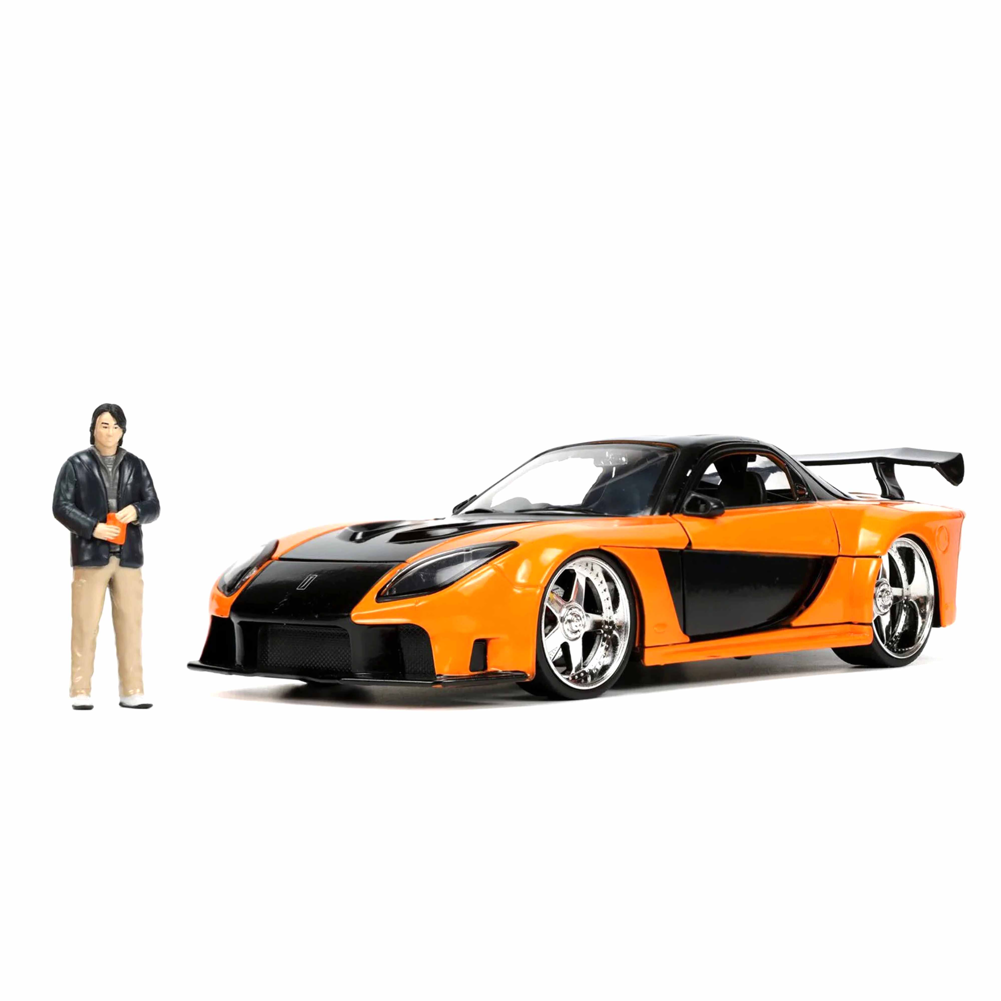 Mazda RX-7 with Han's figure Metallic Orange Fast&Furious 1997 1:24