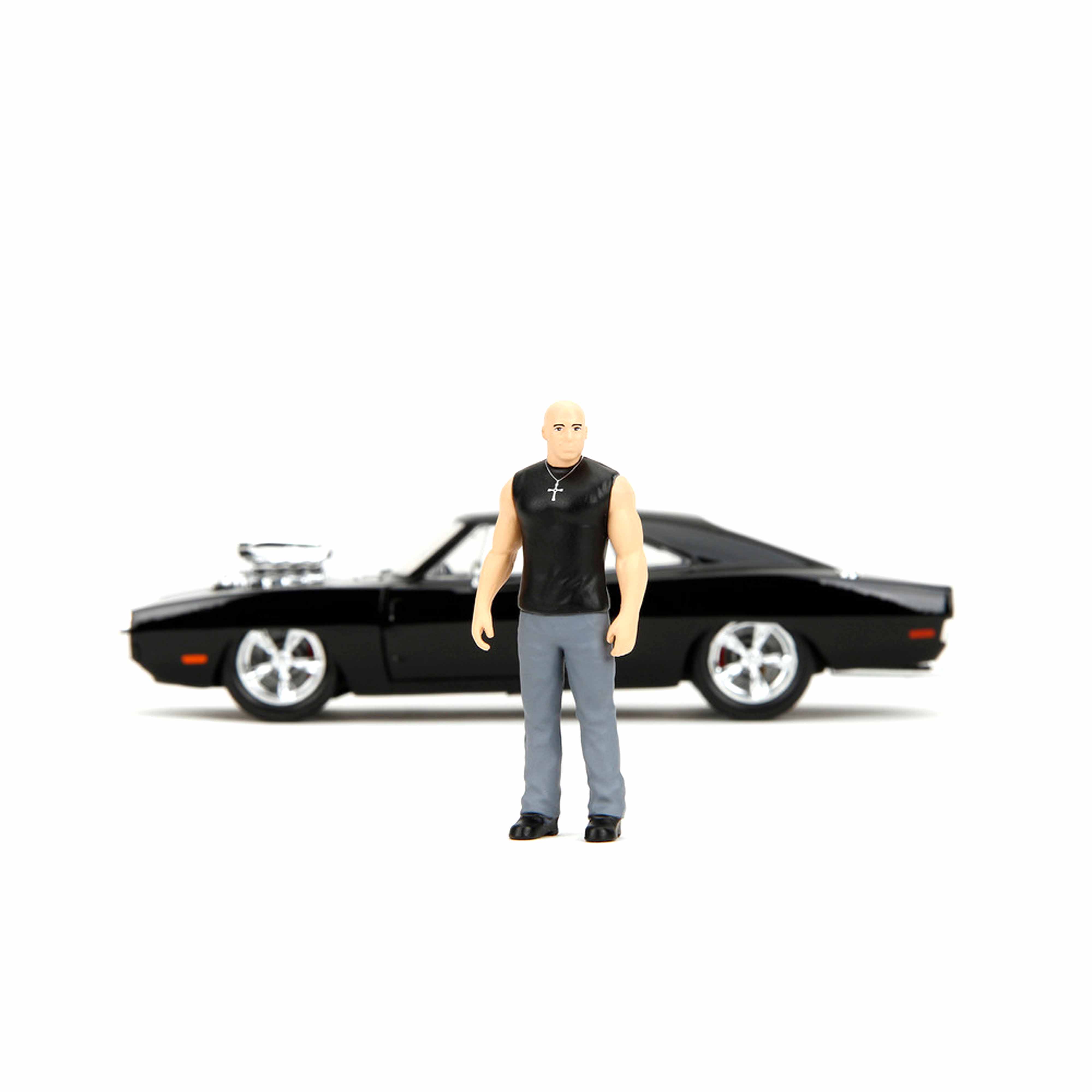 Dodge Charger with Dom's figure Black Fast&Furious 1970 1:24