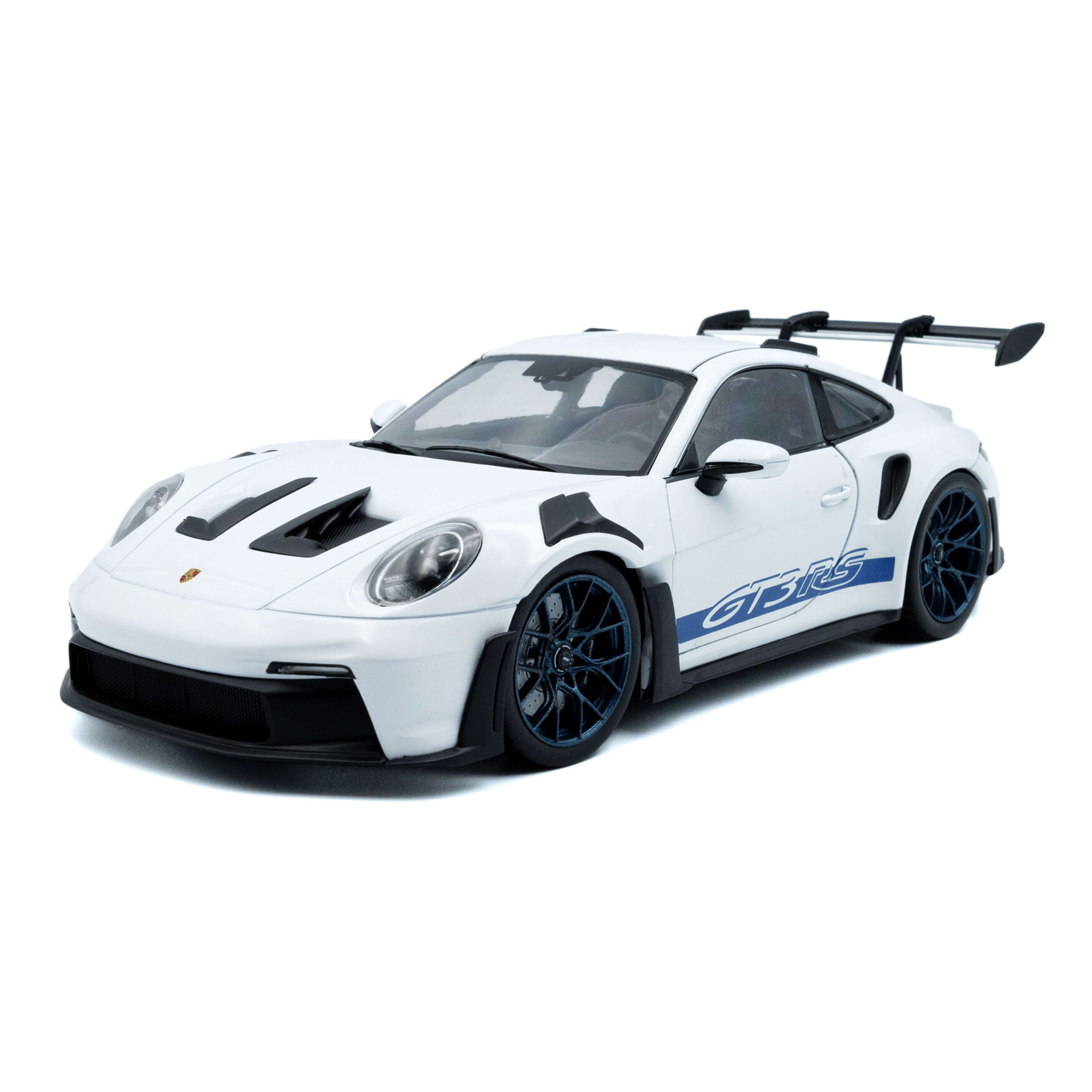 Porsche 911 GT3RS 2024 white with blue stripes 1/18
