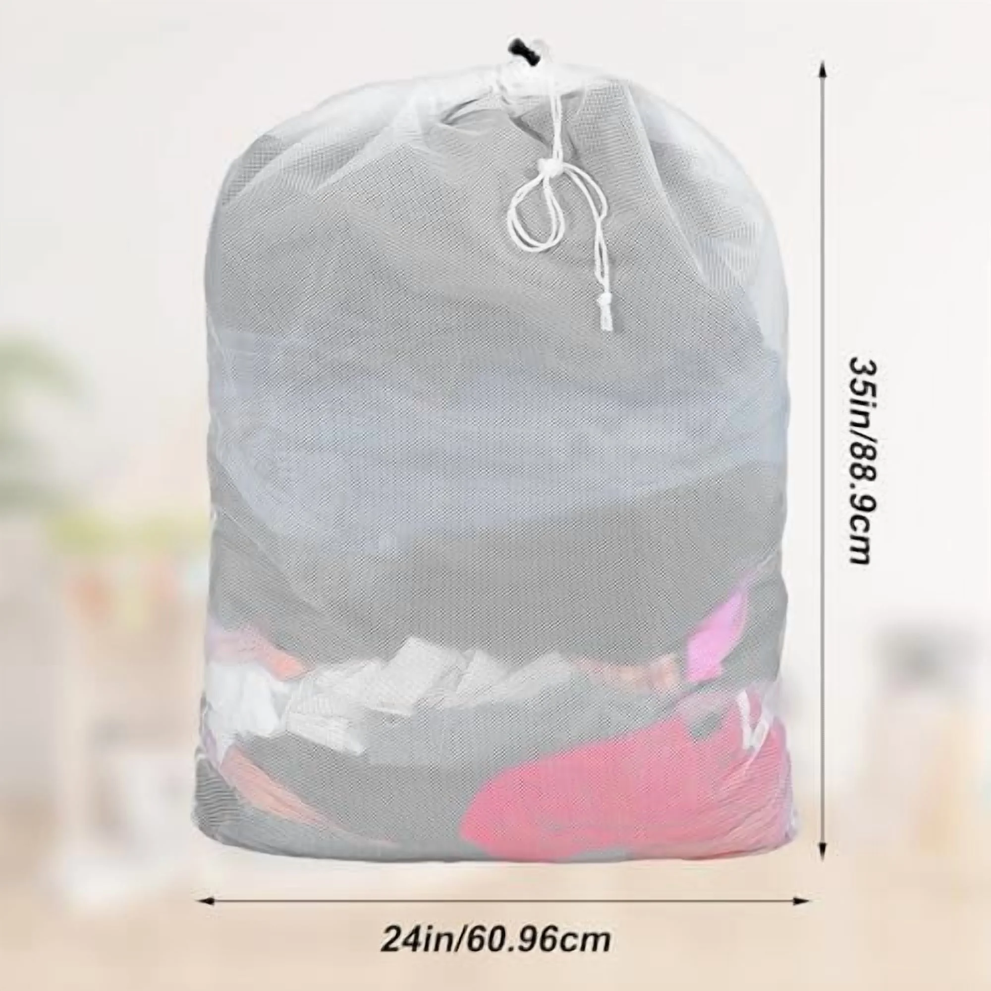 6 Pack Mesh Laundry Bag with Drawstring Closure, 24" x 35" Heavy Duty Extra Large Laundry Bags for Travel, Storage, College, Dorm and Apartment Dwellers, Machine Washable