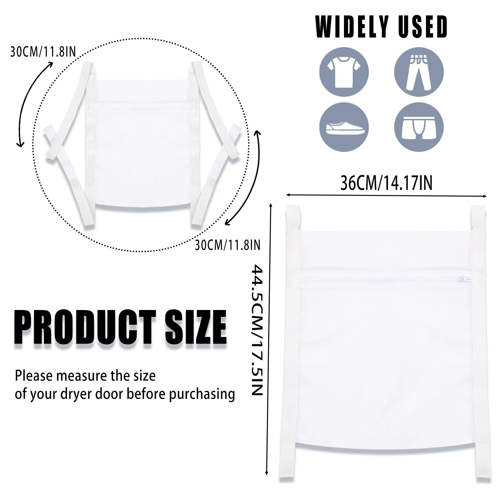 Sneaker Laundry Bag with Zipper and Strap, Honeycomb Mesh Wash & Dry Net for Shoes, Large 15.7" Durable Polyester Bag for Sports Basketball Football Dance Shoes, Fits Most Dryers, White