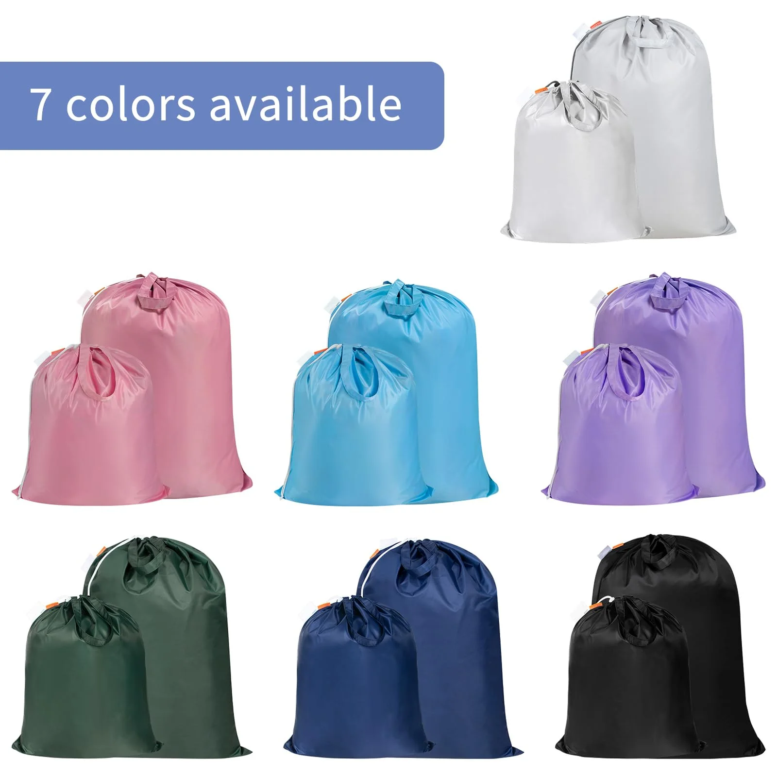 Extra Large Laundry Bag with Reinforced Handles, 28x36 Inch Rip Proof 130gsm PU Coated Fabric, Storage Drawstring Sack for Dorm Travel Home, Silver