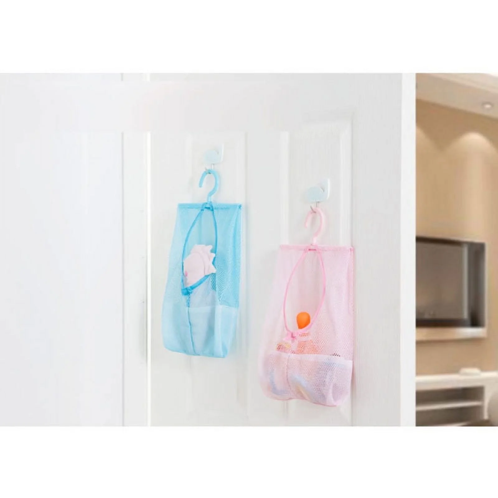 Small Laundry Bag Mesh Clothespin Bag Travel 37.00X22.00X0.50CM Blue