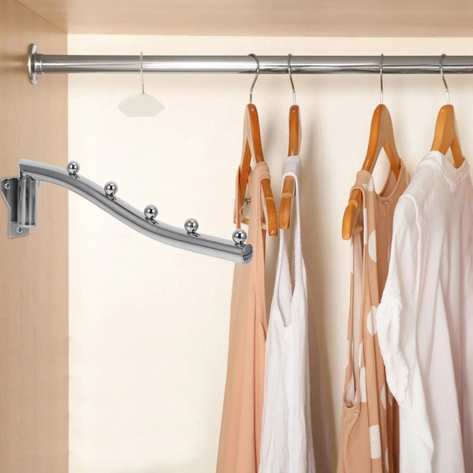 Collapsible Garment Rack Stainless Steel Rotating Clothes Hanger Silver