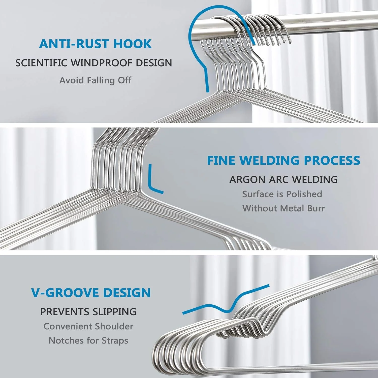 Wire Coat Hangers 40 Pack Strong Heavy Duty Stainless Steel Metal Ultra Thin Space Saving Clothes Hangers 16.5 Inch