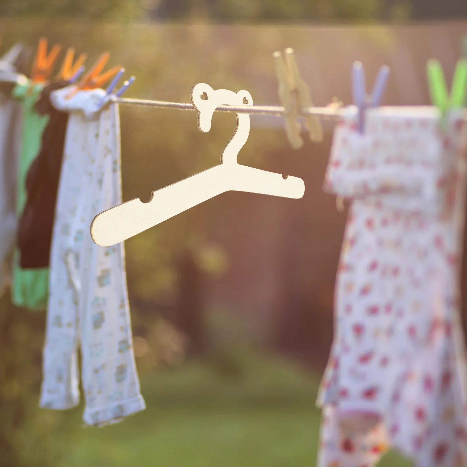 2 Pcs Wire Coat Hanger Photo Prop Baby Clothes Hangers Child 30X10.5cm Brown