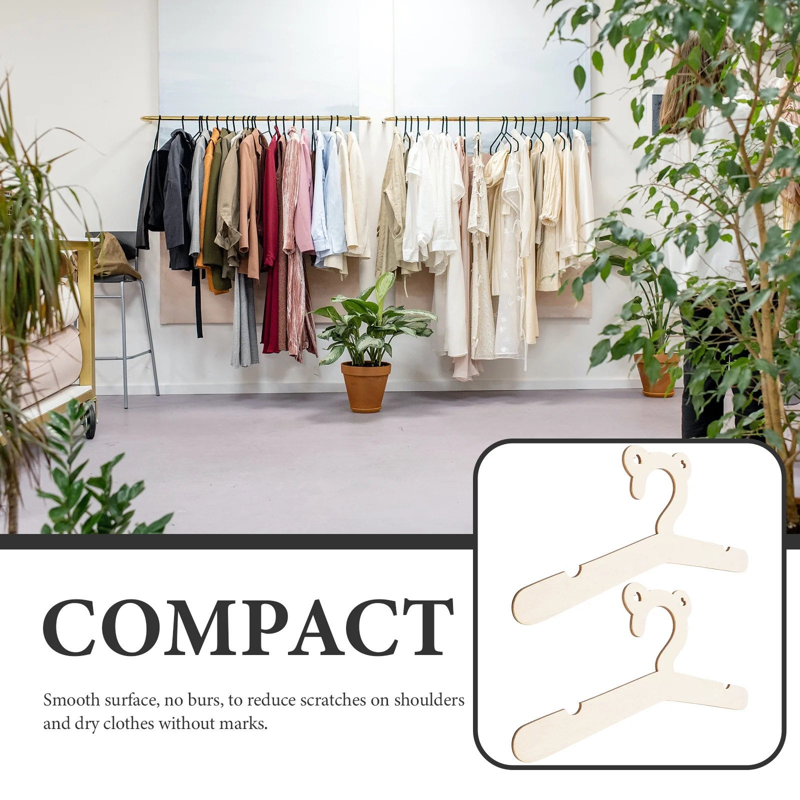 2 Pcs Wire Coat Hanger Photo Prop Baby Clothes Hangers Child 30X10.5cm Brown