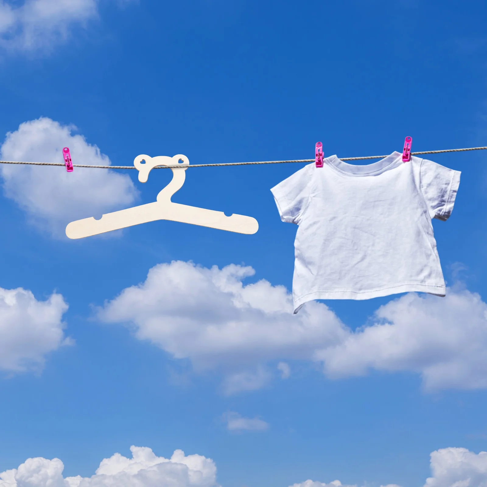 2 Pcs Wire Coat Hanger Photo Prop Baby Clothes Hangers Child 30X10.5cm Brown