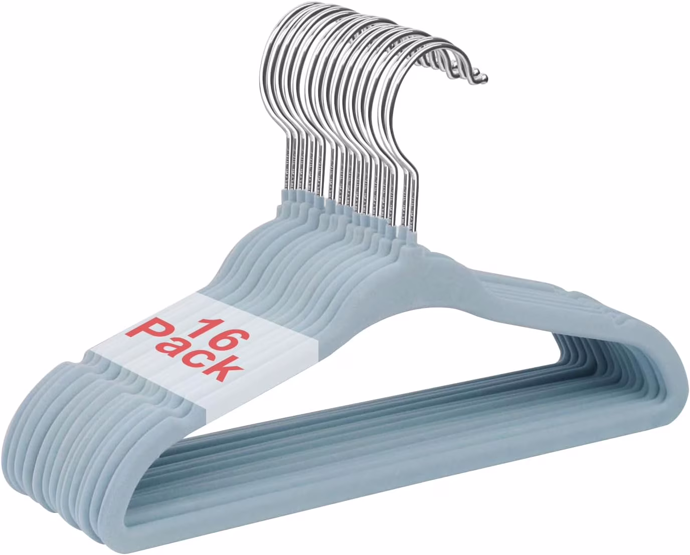 Baby Velvet Hangers, 11 Inches Kids Clothes Hangers, Non-Slip Childrens Hangers for Infant and Toddler 16 Pack Blue