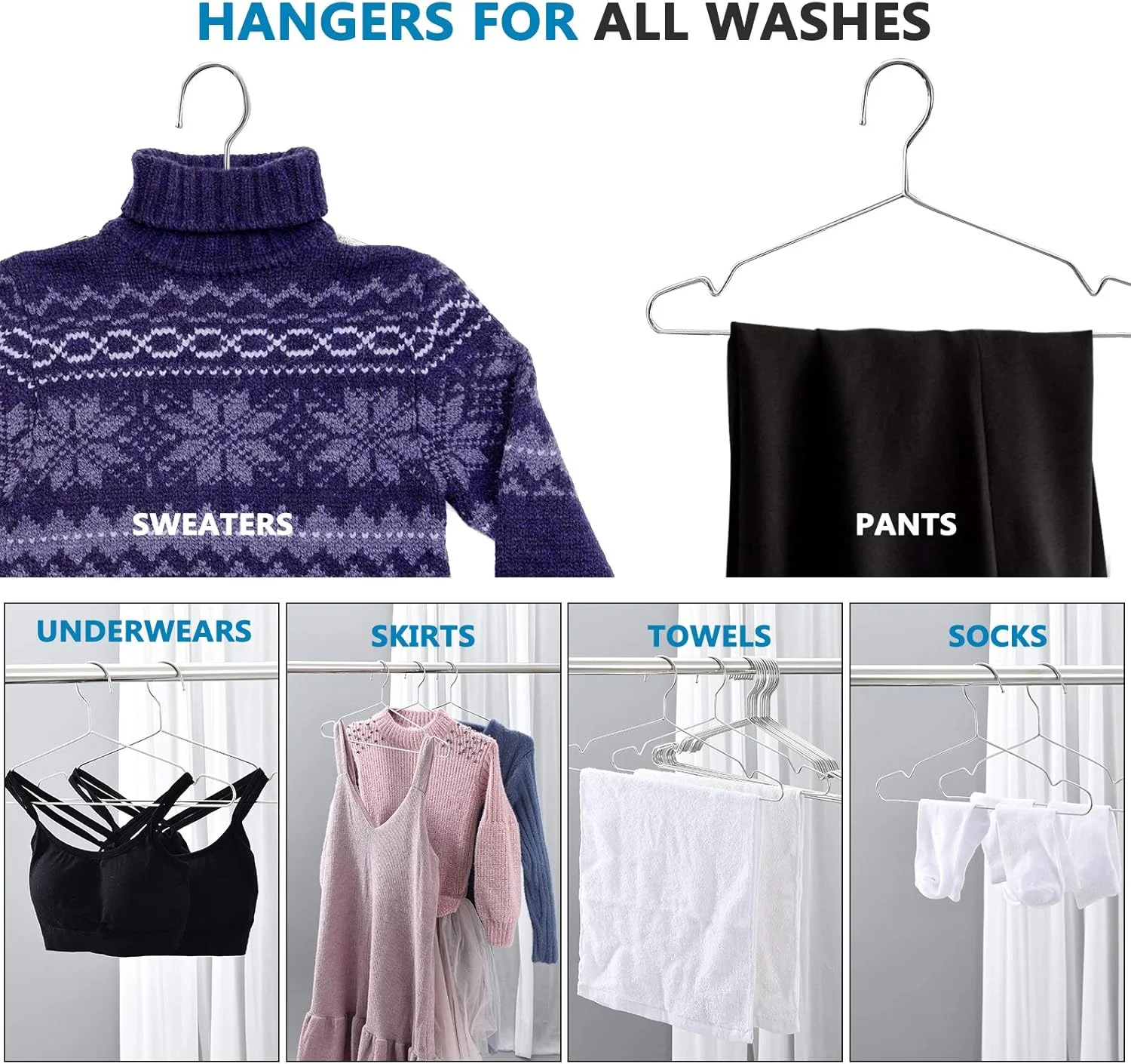 Wire Coat Hangers 40 Pack Strong Heavy Duty Stainless Steel Metal Ultra Thin Space Saving Clothes Hangers 16.5 Inch