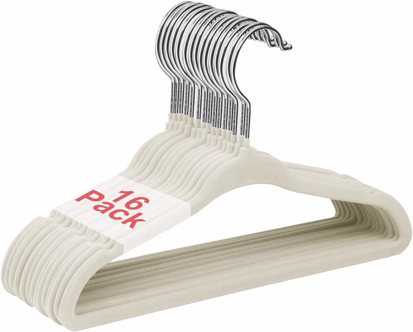 Baby Velvet Hangers, 11 Inches Kids Clothes Hangers, Non-Slip Childrens Hangers for Infant and Toddler 16 Pack Cream