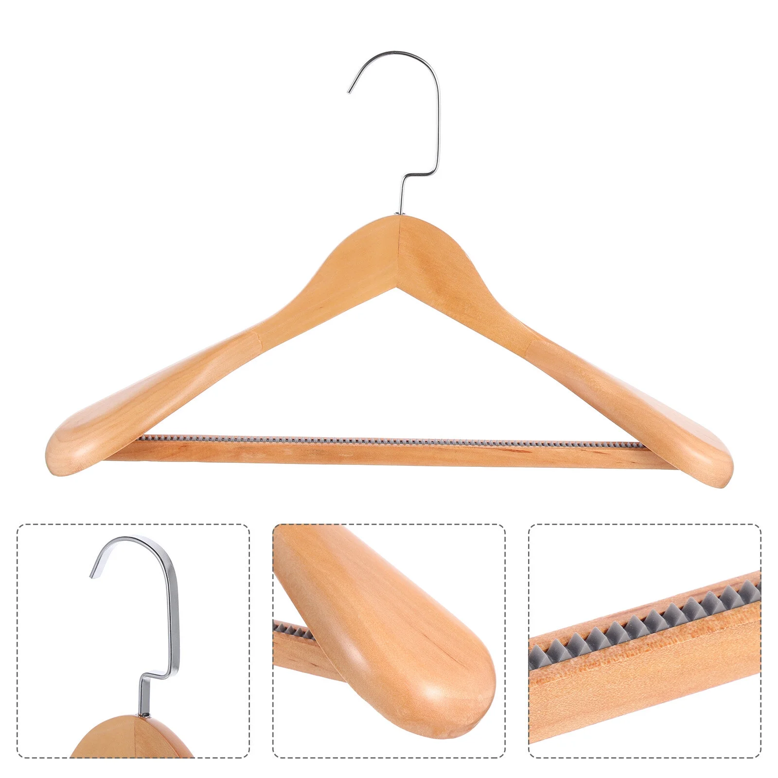 4 Pcs Wooden Clothing Hanger Hanging Suit Hangers Women's Khaki