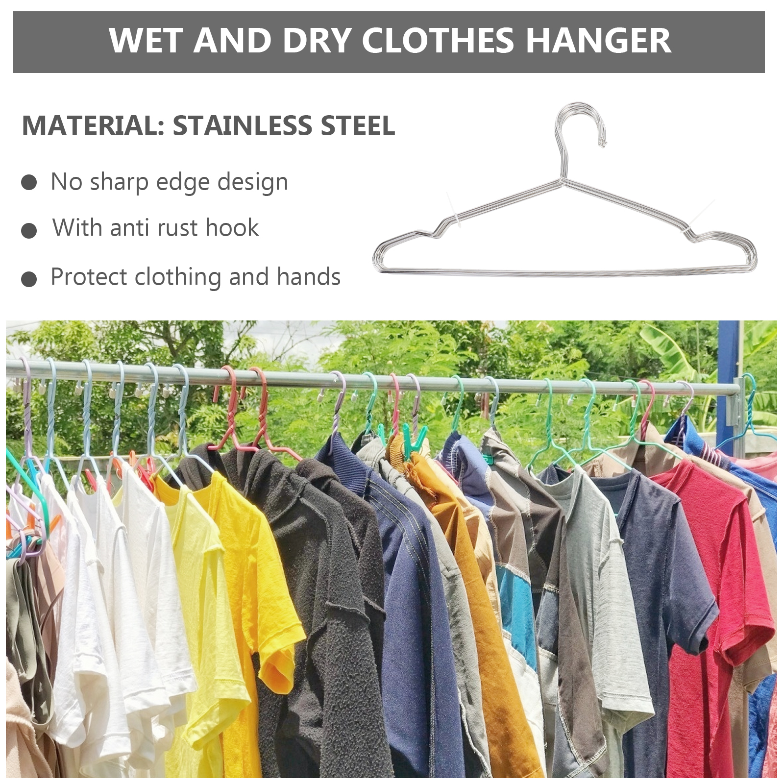 10Pcs  Stainless Steel Suit Racks Clothes Hangers Home Hotel Clothing Stretchers