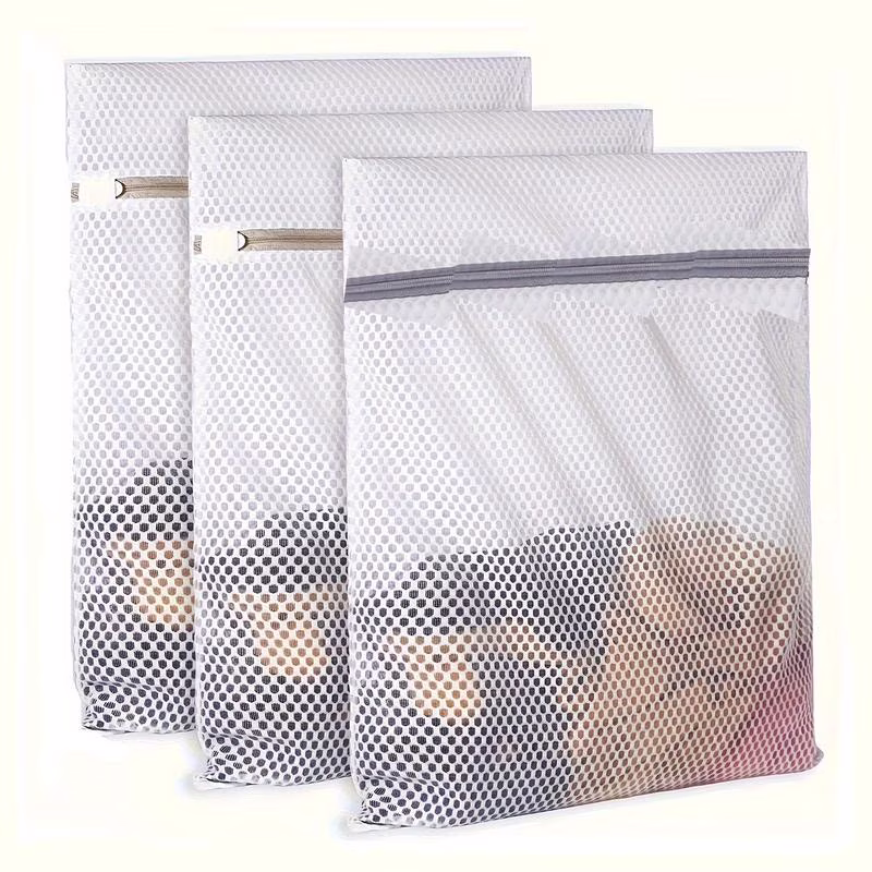 3pcs Durable Honeycomb Mesh Laundry Bags For Delicates, Net Fabric Durable And Reusable Delicate Wash Bag, Travel Organization Bag For Lingerie, Clothes, Jeans, Bath Towel, Sock