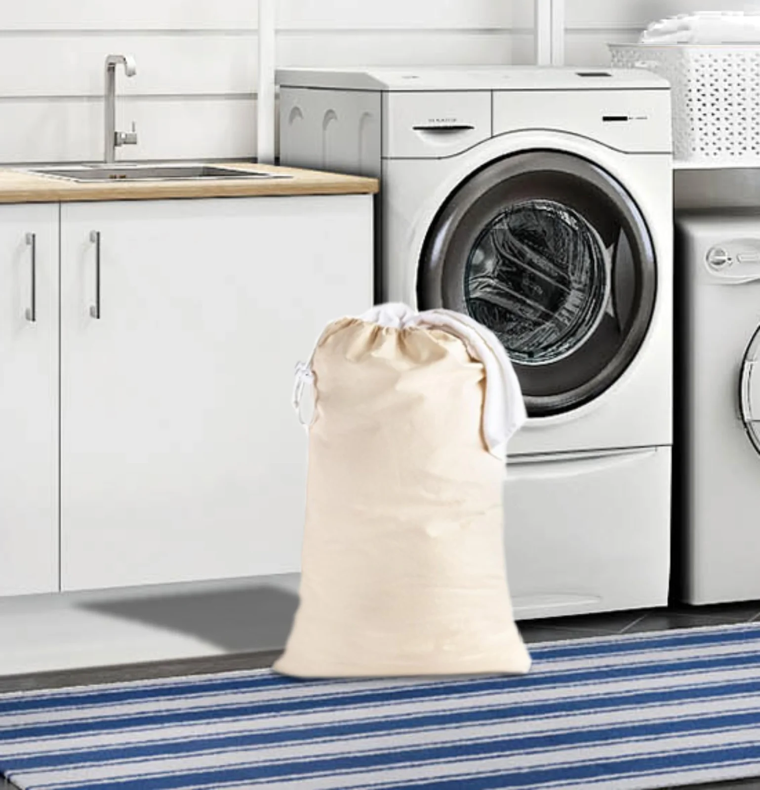 COTTON Extra Large Laundry Bags - Heavy Duty Cotton Canvas Drawstring C...