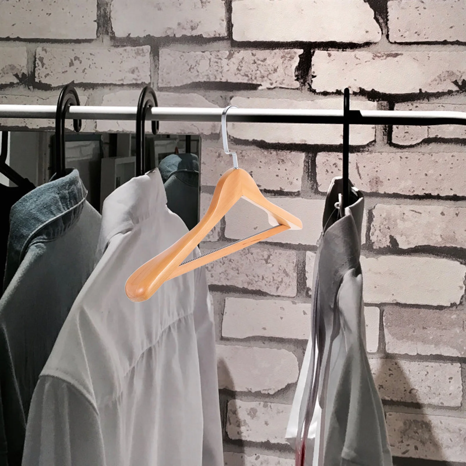 4 Pcs Wooden Clothing Hanger Hanging Suit Hangers Women's Khaki