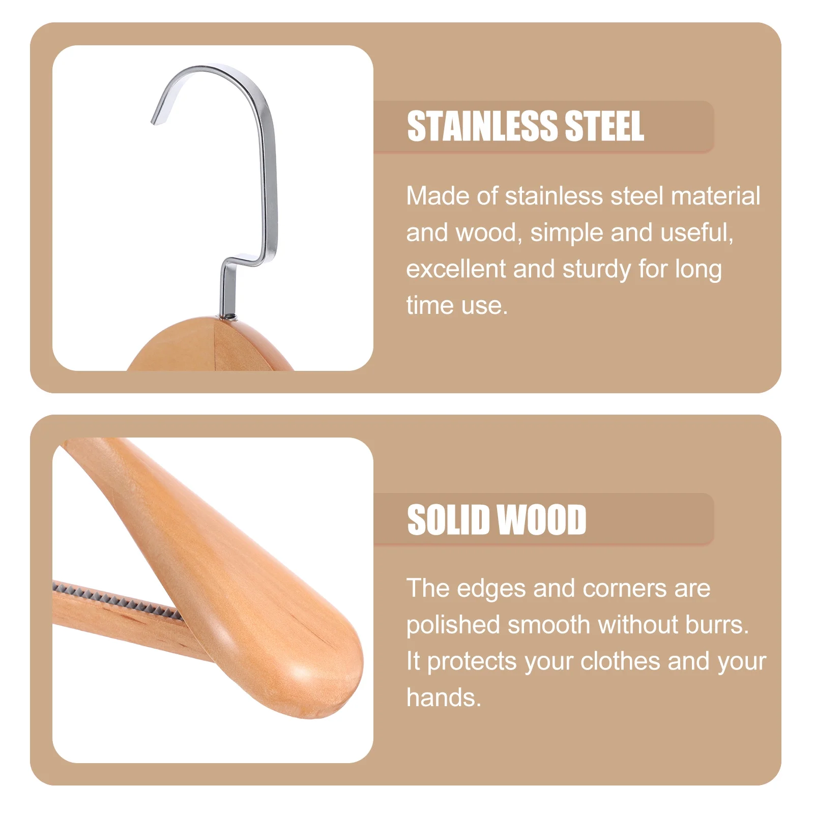 4 Pcs Wooden Clothing Hanger Hanging Suit Hangers Women's Khaki