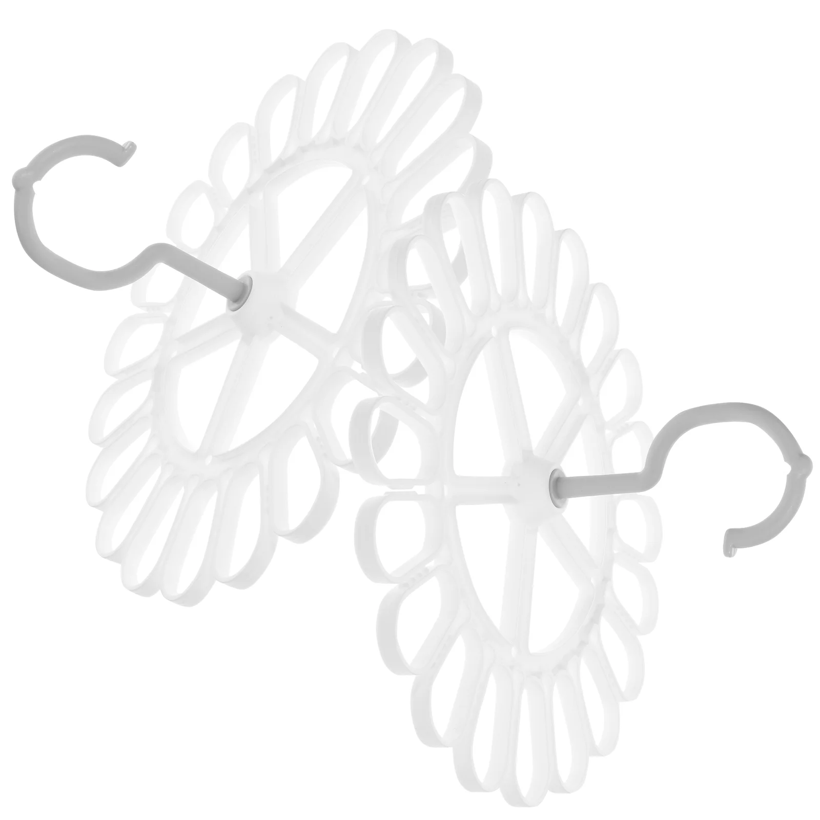 2 Pcs Clothes Drying Rack Socks Hanger Foldable Multi Clip Hangers White