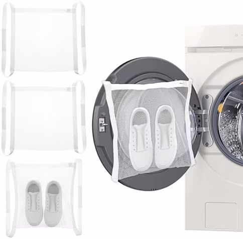 3 Pack Sneaker Dryer Bag Shoe Drying Bag 15.7x15.7 Inch White Dry Net Bags Large HoneyComb Mesh Bags with Zipper and Strap Reused Laundry Tool for Dryer Shoes Clothing