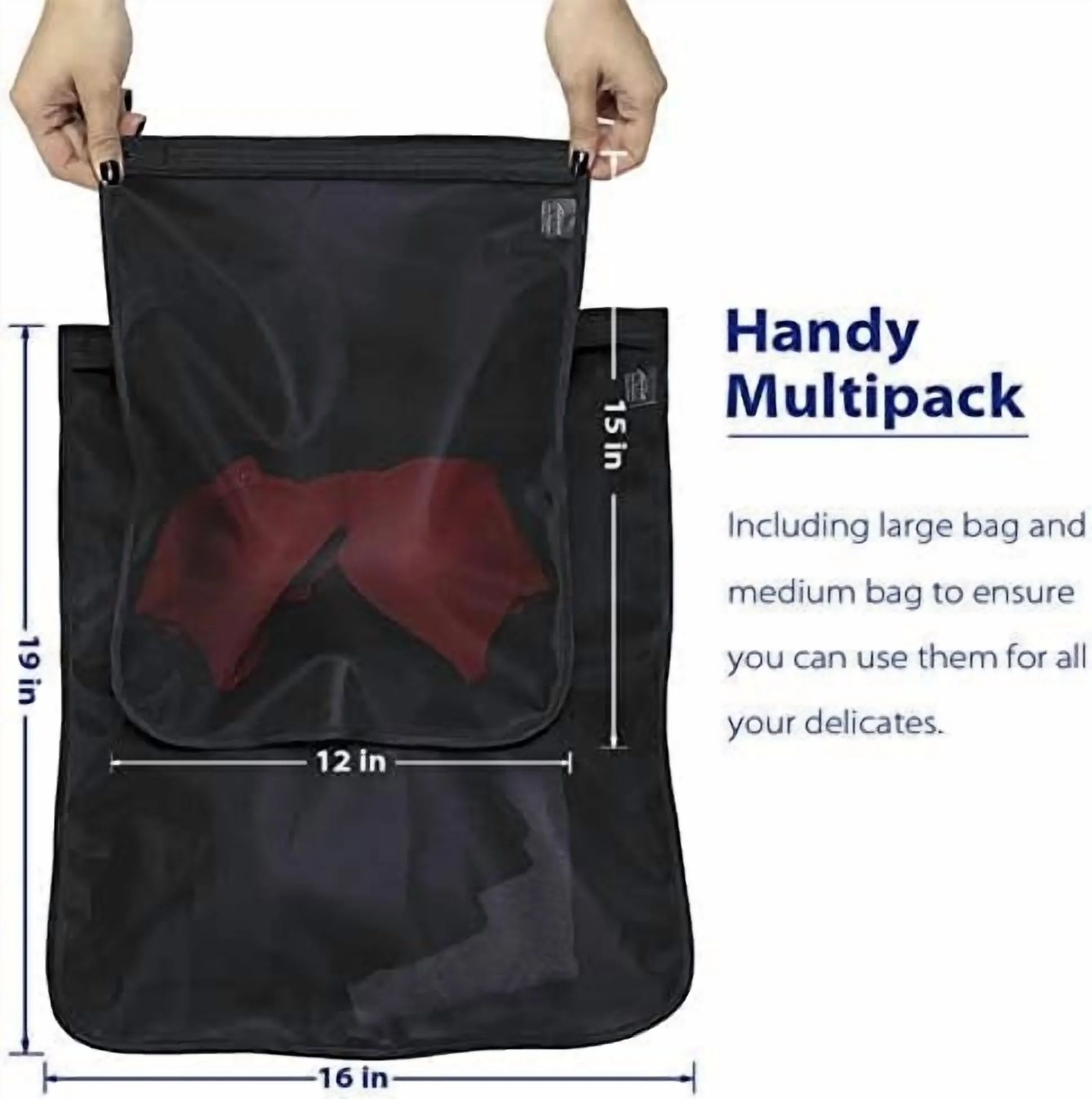 Delicates Laundry Bags, Bra Fine Mesh Wash Bag for Underwear, Lingerie, Bra, Pantyhose, Socks, Use YKK Zipper, Have Hanger Loops (2 Large & 2 Medium)