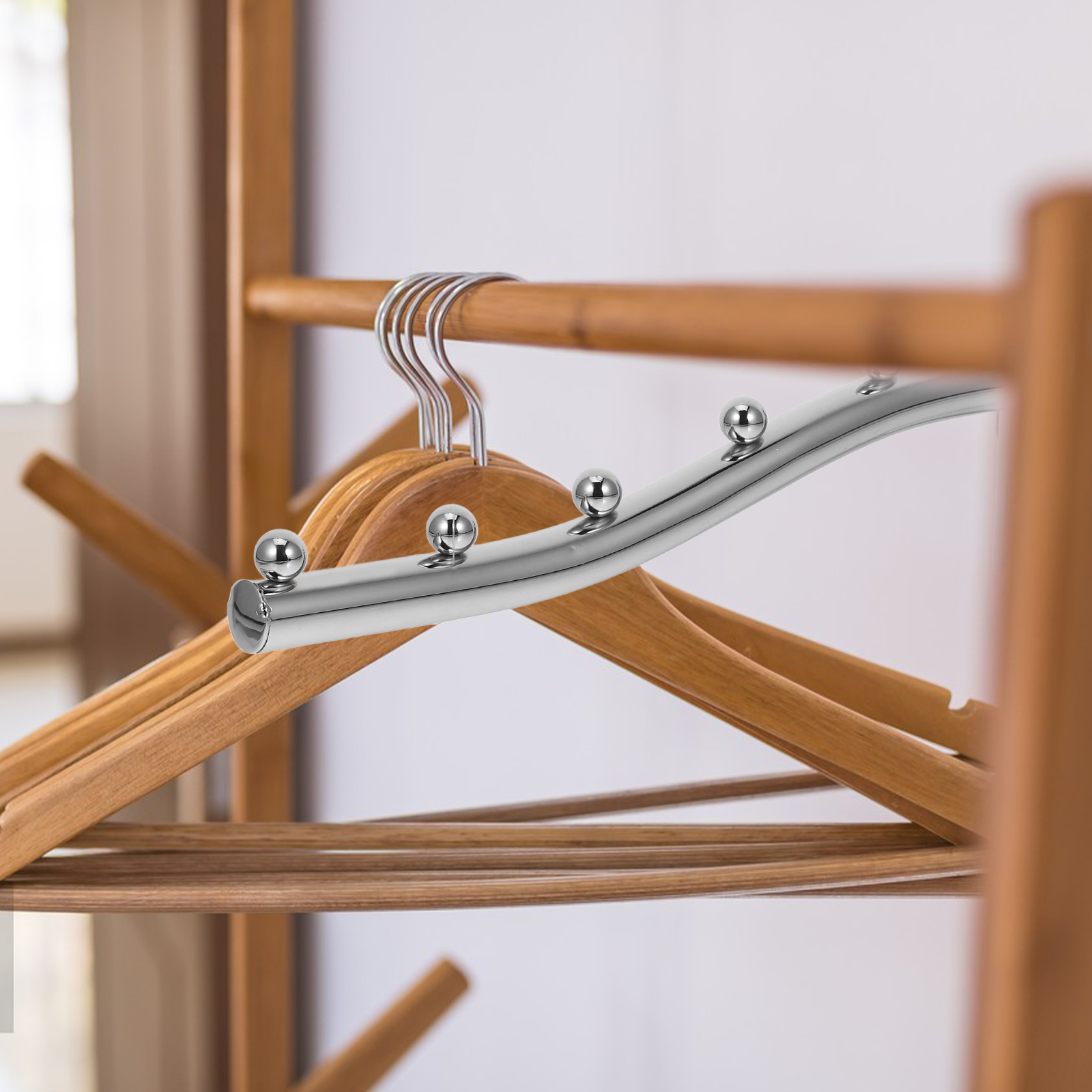 Collapsible Garment Rack Stainless Steel Rotating Clothes Hanger Silver