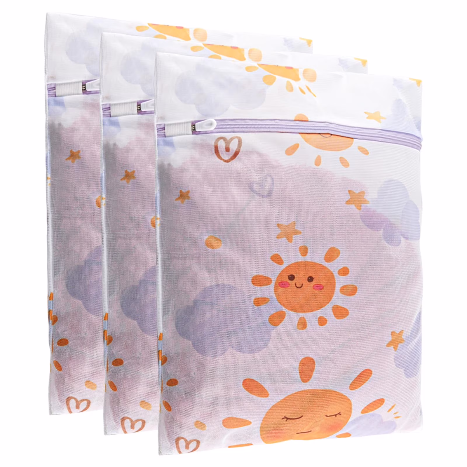 3Pcs Honeycomb Mesh Laundry Bags Set, Heavy Duty Wash Bags for Underwear/Socks, 12x16 Inch with Zipper Cover, White