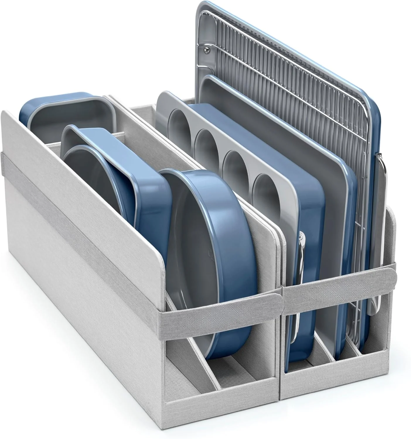 Nonstick Ceramic Bakeware Set (11 Pieces) - Baking Sheets, Assorted Baking Pans, Cooling Rack, & Storage - Aluminized Steel Body - Non Toxic, PTFE & PFOA Free - Navy