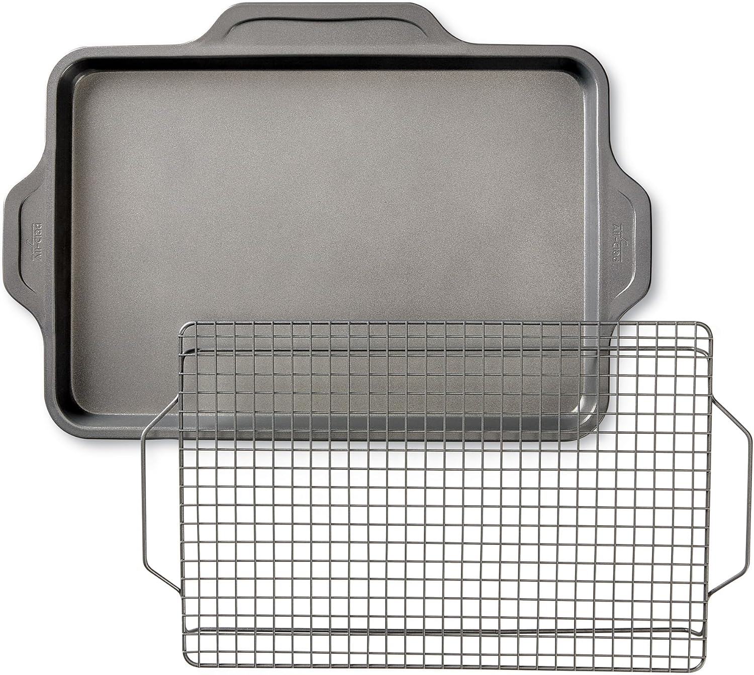 Nonstick Bakeware Set 10 Piece Oven Safe 450F Half Sheet, Cookie Sheet, Muffin Pan, Cooling & Baking Rack, Round Cake Pan, Loaf Pan, Baking Pan Grey