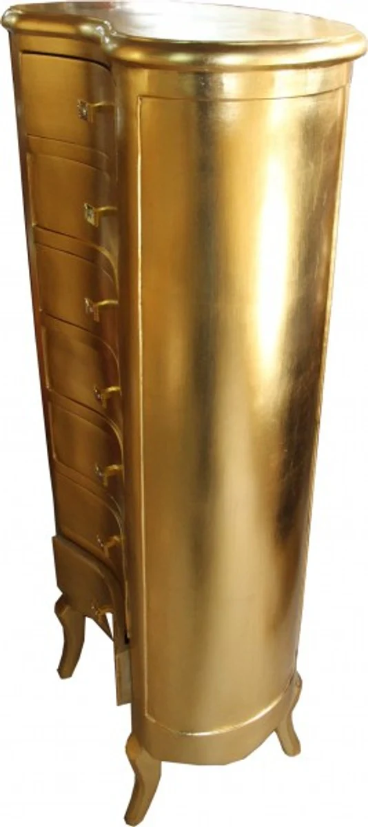 Barock Kommode Gold mit 7 Schubladen Oval - Antik Stil