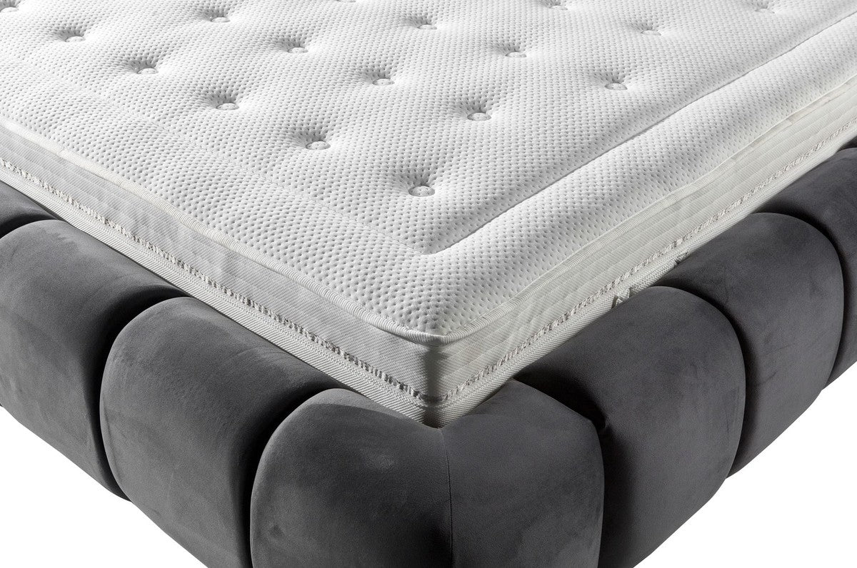 Luxury Double Bed Gray - Various Sizes - Modern Bed with Mattress - Bedroom Furniture