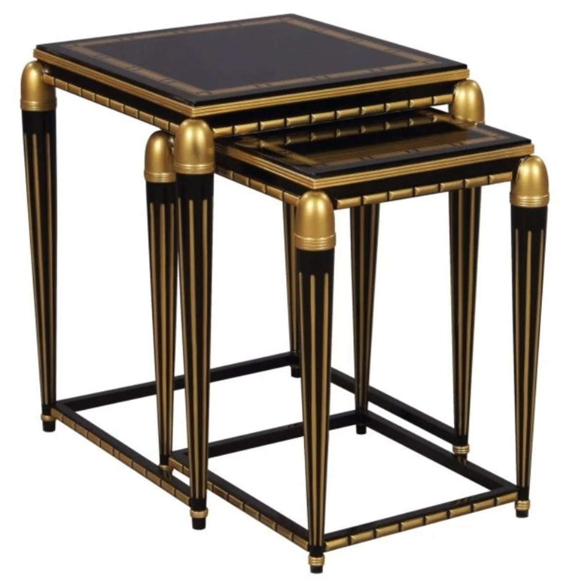 Luxury living room side table set black / gold 45 x 45 x H. 54 cm - Luxury Furniture