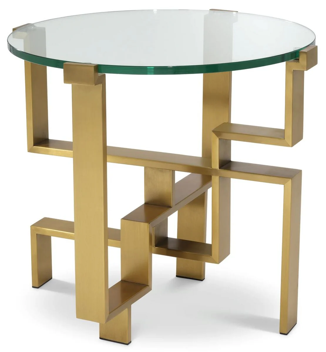 Luxury side table brass Ø 60 x H. 54.5 cm - Round stainless steel table with glass top - Luxury furniture - Living room furniture - Hotel furniture - Luxury furnishings - Living room furnishings