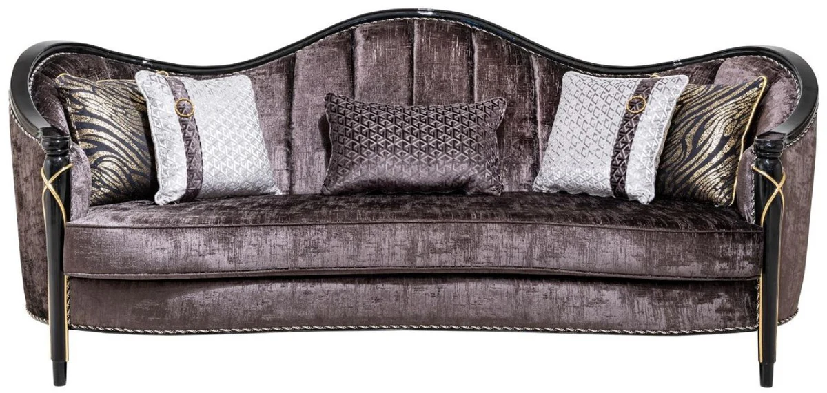 Luxury Baroque Living Room Sofa Purple / Black / Gold 250 cm