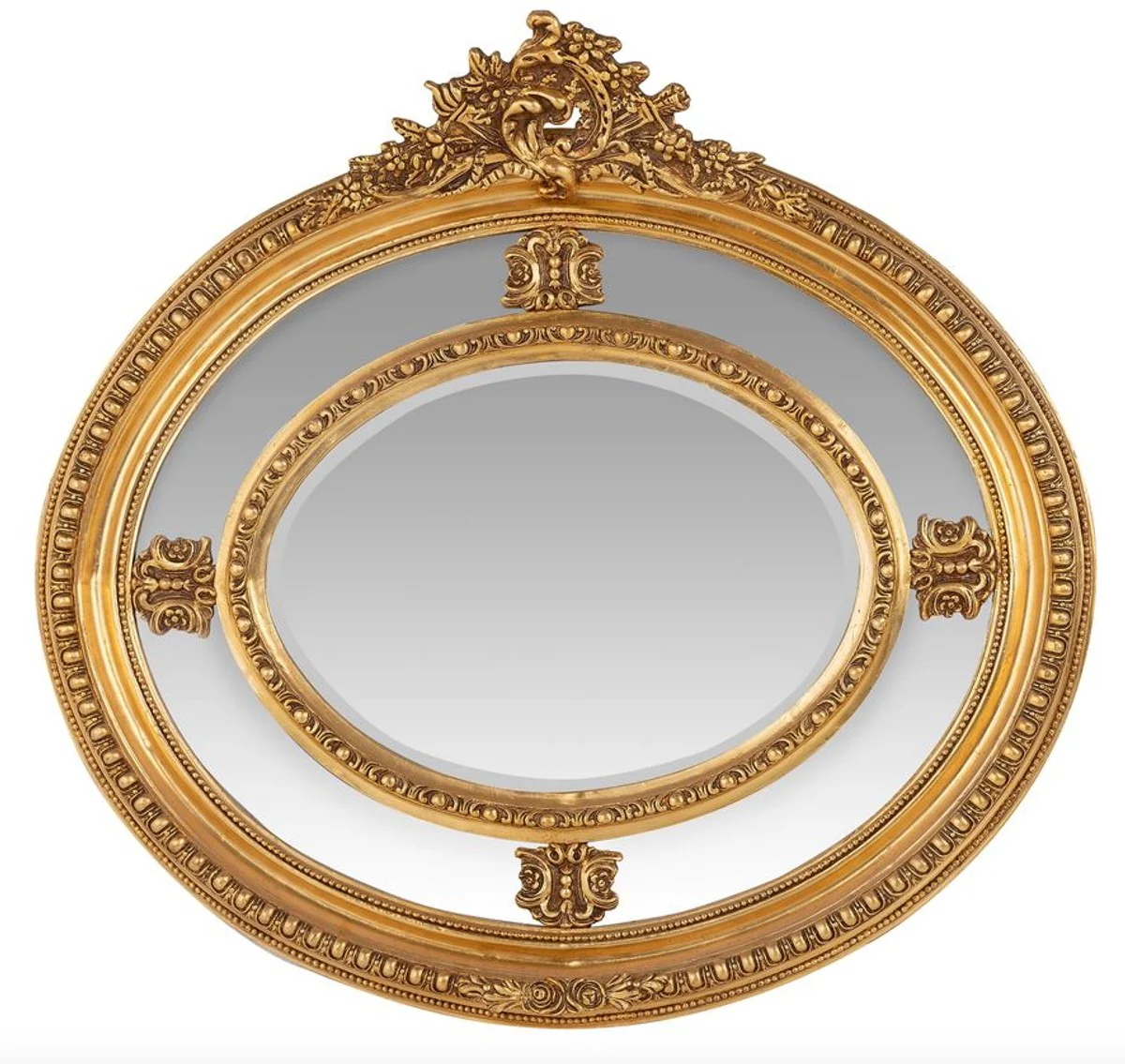 Luxury Baroque Wall Mirror Oval Gold 120 cm - Solid and Heavy - Golden Mirror